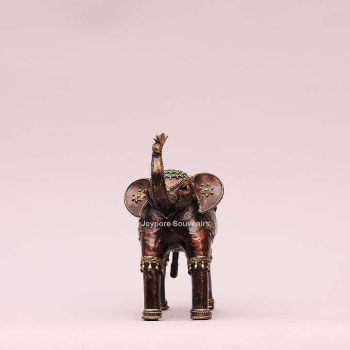 Handcrafted Antique Dhokra Brass Elephant Sculpture