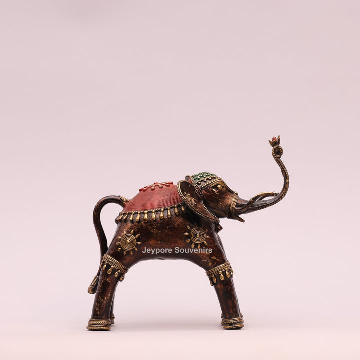Handcrafted Antique Dhokra Brass Elephant Sculpture