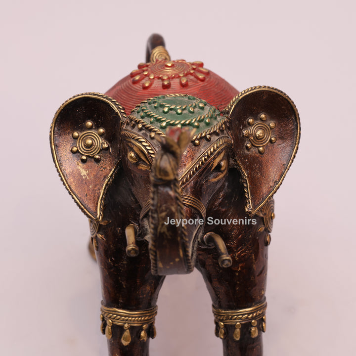 Handcrafted Antique Dhokra Brass Elephant Sculpture