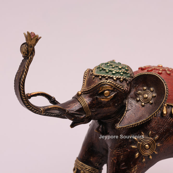 Handcrafted Antique Dhokra Brass Elephant Sculpture
