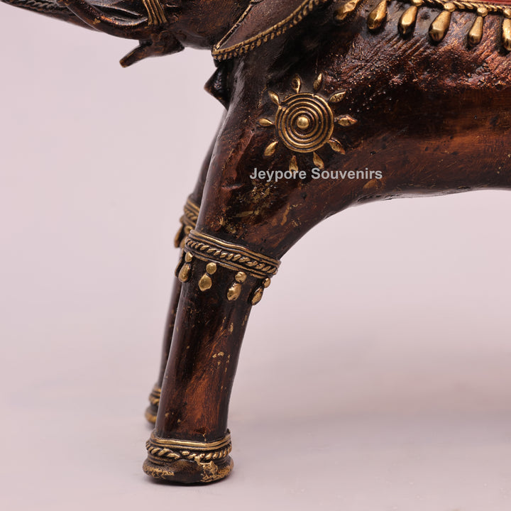 Handcrafted Antique Dhokra Brass Elephant Sculpture