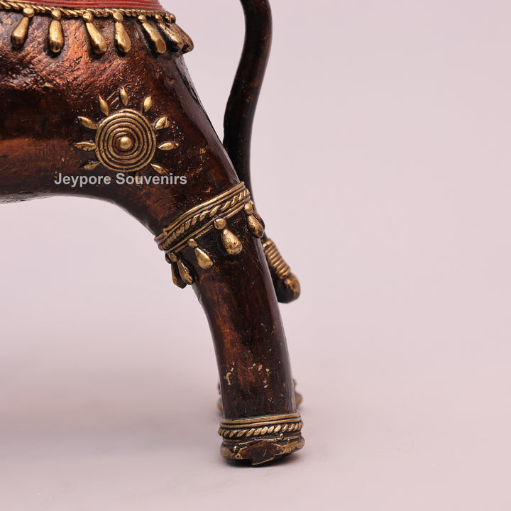 Handcrafted Antique Dhokra Brass Elephant Sculpture