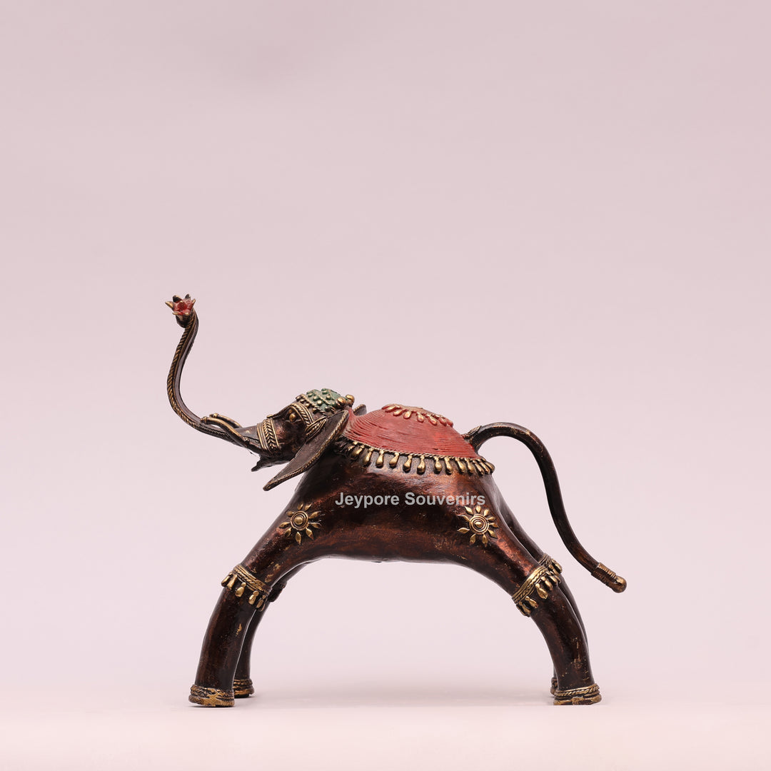 Handcrafted Dhokra Brass Tribal Elephant Sculpture