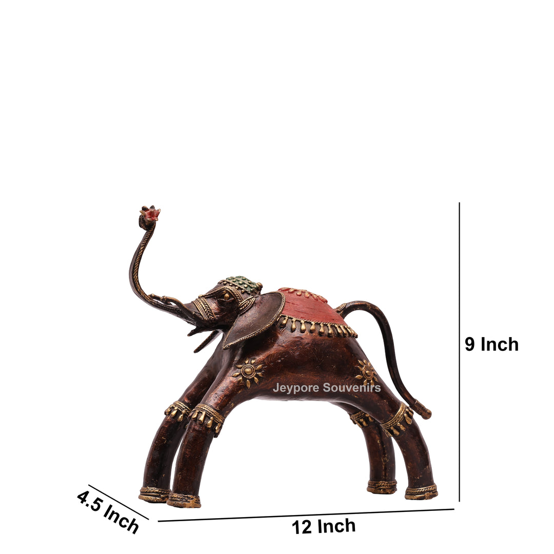 Handcrafted Dhokra Brass Tribal Elephant Sculpture