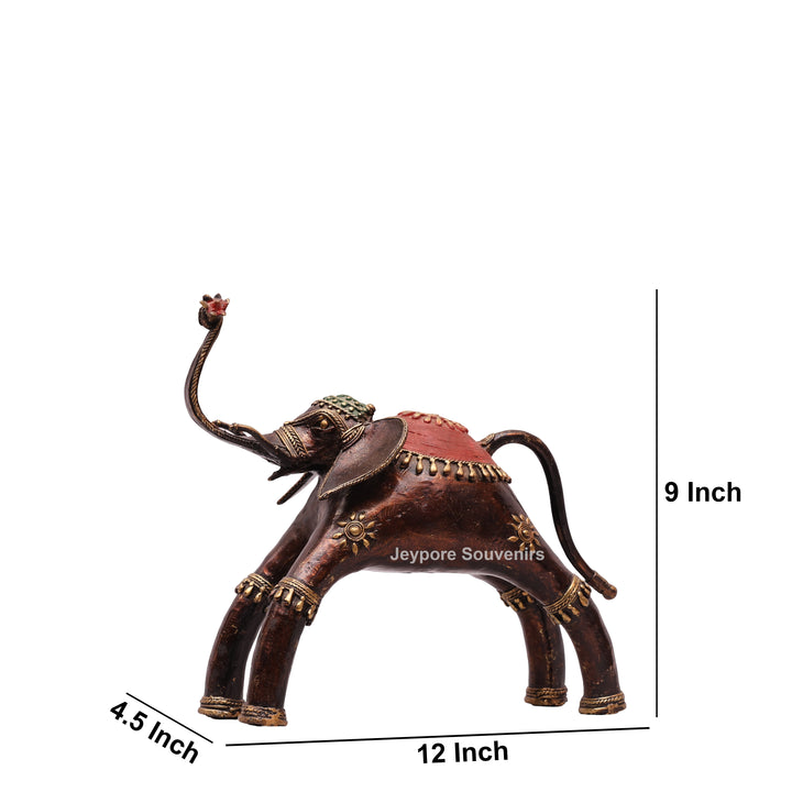 Handcrafted Dhokra Brass Tribal Elephant Sculpture