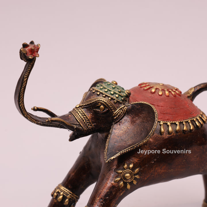 Handcrafted Dhokra Brass Tribal Elephant Sculpture