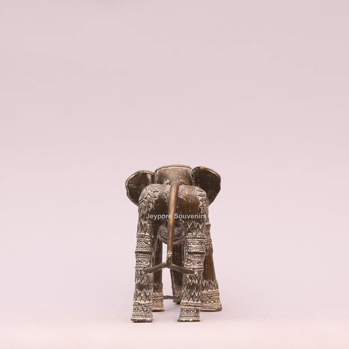 Handcrafted Dhokra Brass Elephant Figurine with Antique Finish