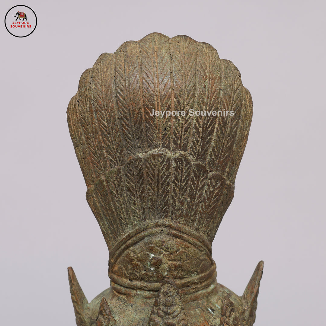 Indonesian Bronze Deity Bust Sculpture with Antique Green Patina