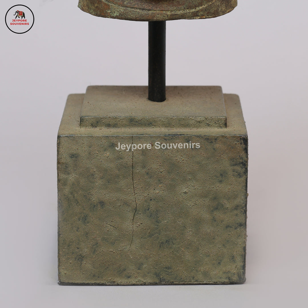 Indonesian Bronze Deity Bust Sculpture with Antique Green Patina