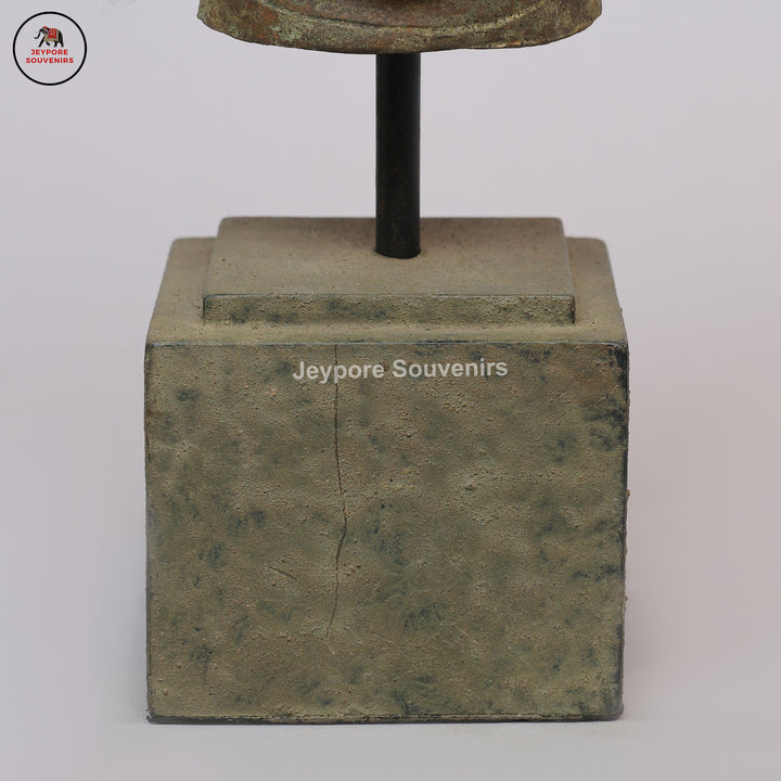Indonesian Bronze Deity Bust Sculpture with Antique Green Patina
