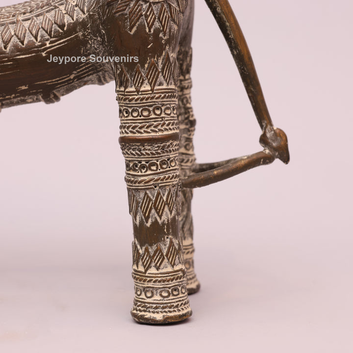 Handcrafted Dhokra Brass Elephant Figurine with Antique Finish