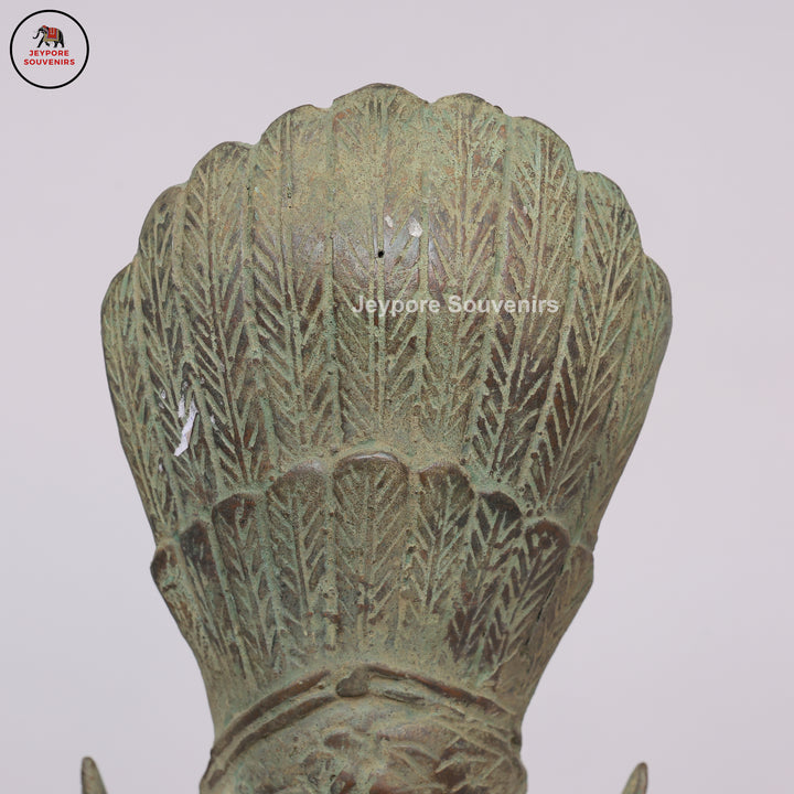 Antique Indonesian Bronze Deity Bust with Ornate Crown &amp; Green Patina