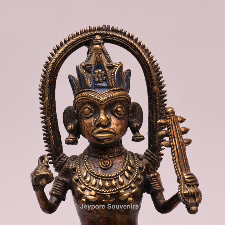 Antique Dhokra Brass Horse With Human Sculpture