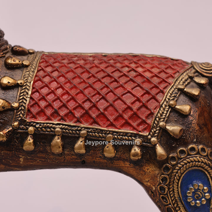 Antique Dhokra Brass Horse With Human Sculpture