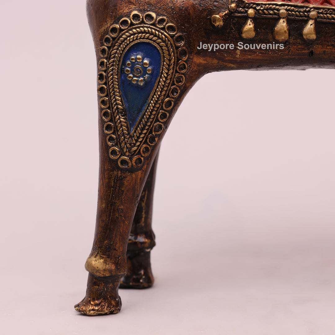 Antique Dhokra Brass Horse With Human Sculpture