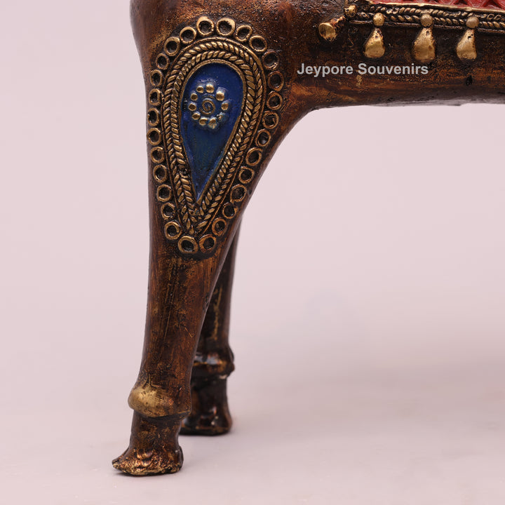 Antique Dhokra Brass Horse With Human Sculpture