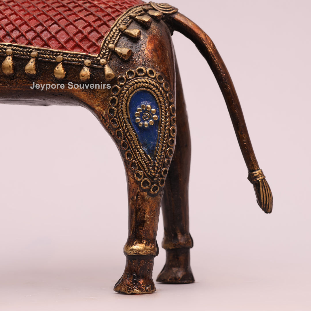 Antique Dhokra Brass Horse With Human Sculpture