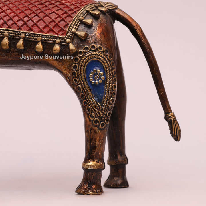 Antique Dhokra Brass Horse With Human Sculpture