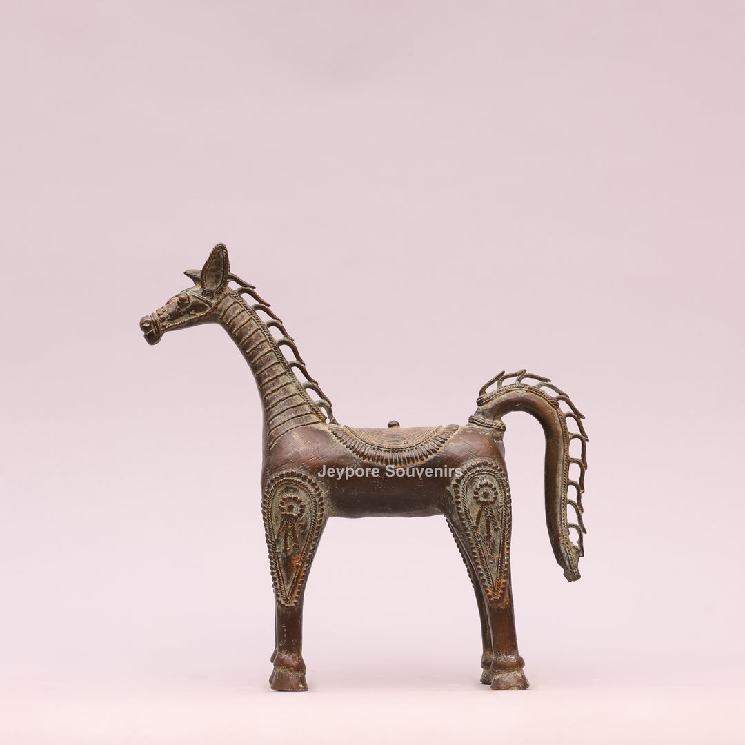 Antique Brass Horse Sculpture - Dhokra Art