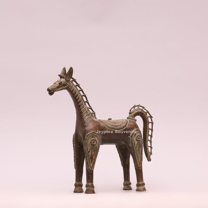 Antique Brass Horse Sculpture - Dhokra Art