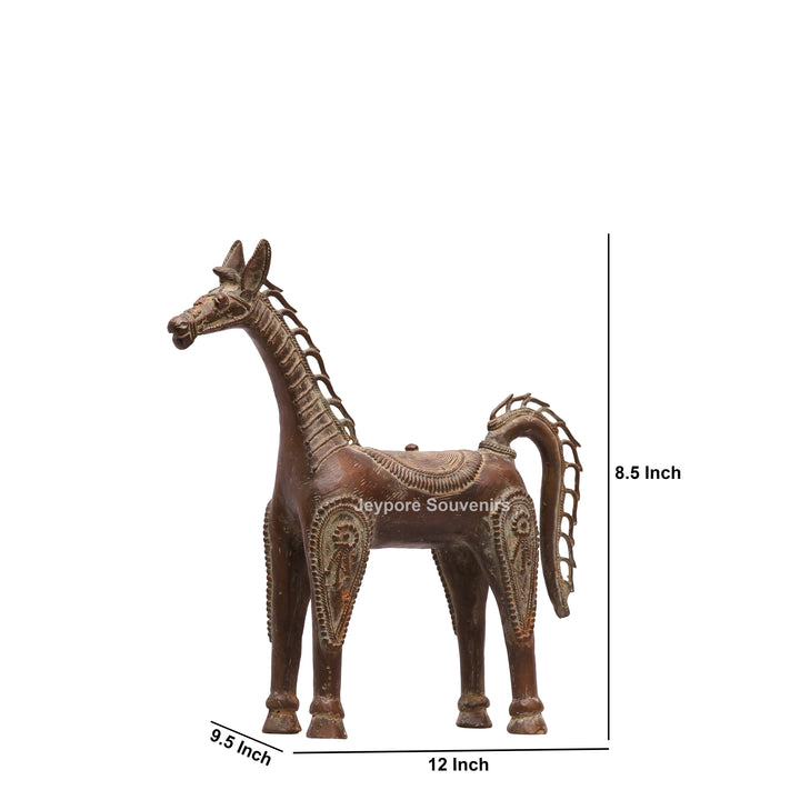 Antique Brass Horse Sculpture - Dhokra Art