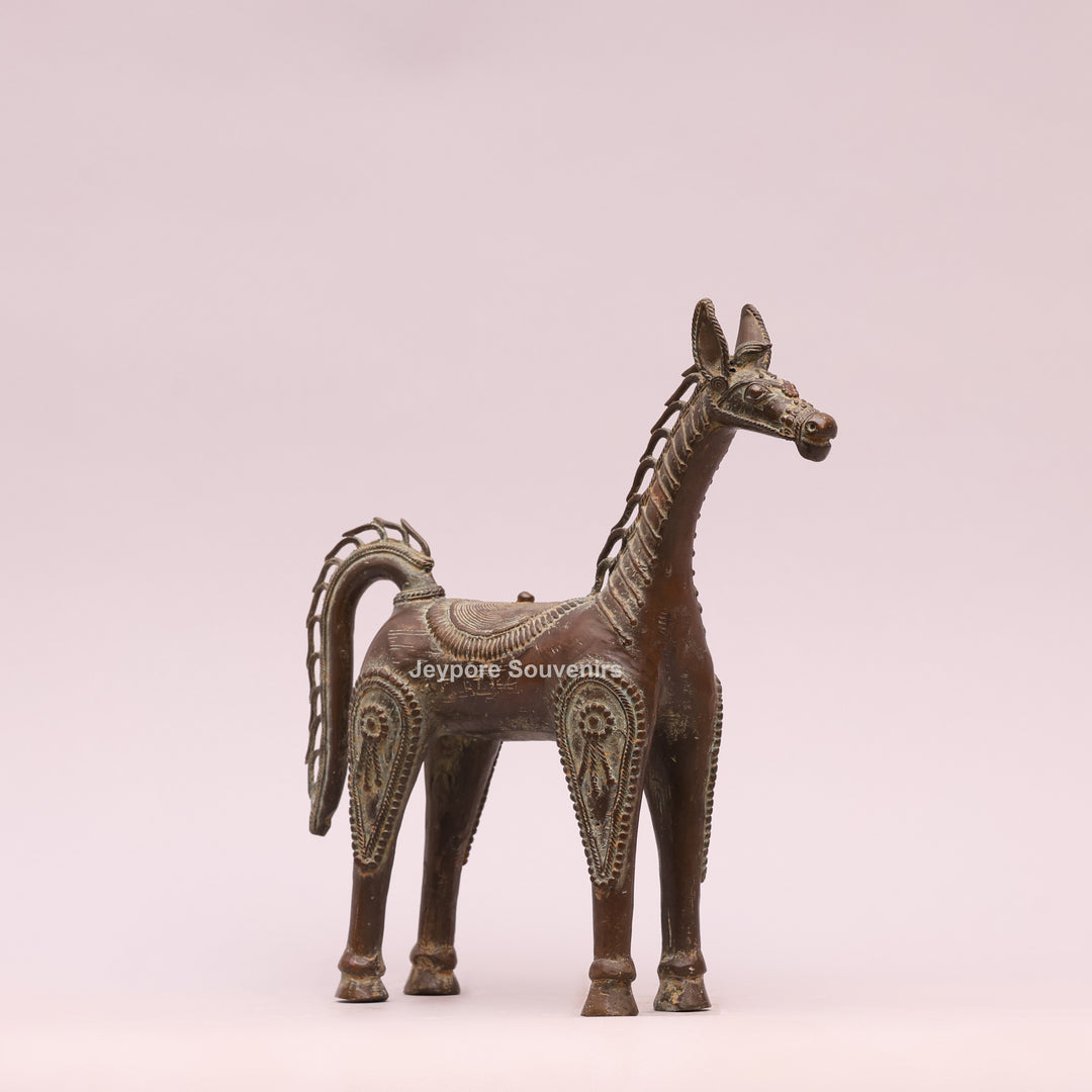 Antique Brass Horse Sculpture - Dhokra Art
