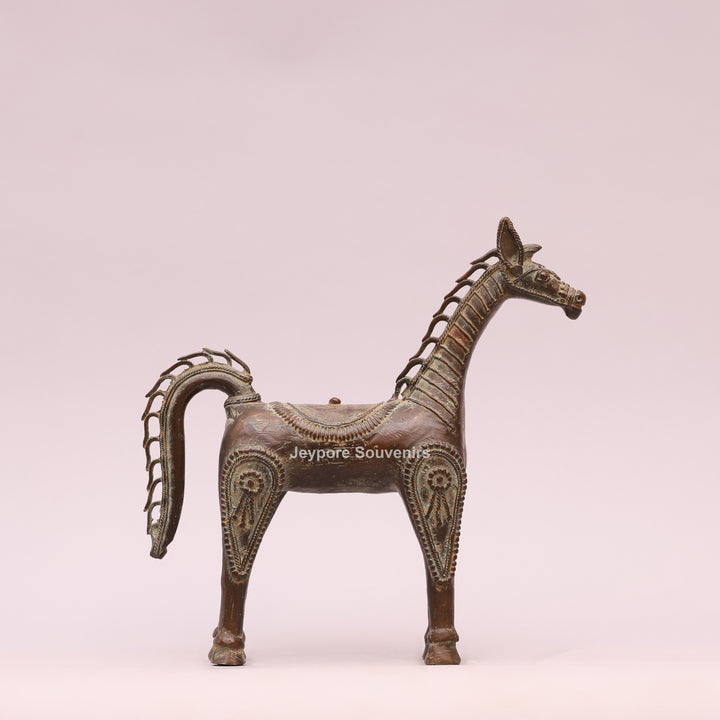 Antique Brass Horse Sculpture - Dhokra Art