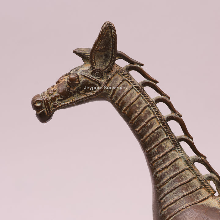 Antique Brass Horse Sculpture - Dhokra Art