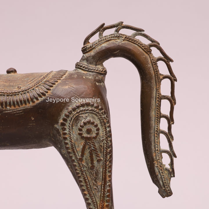 Antique Brass Horse Sculpture - Dhokra Art