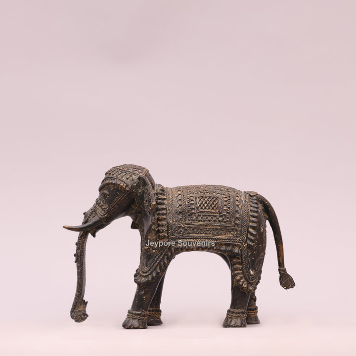 Handcrafted Dhokra Brass Tribal Elephant Sculpture