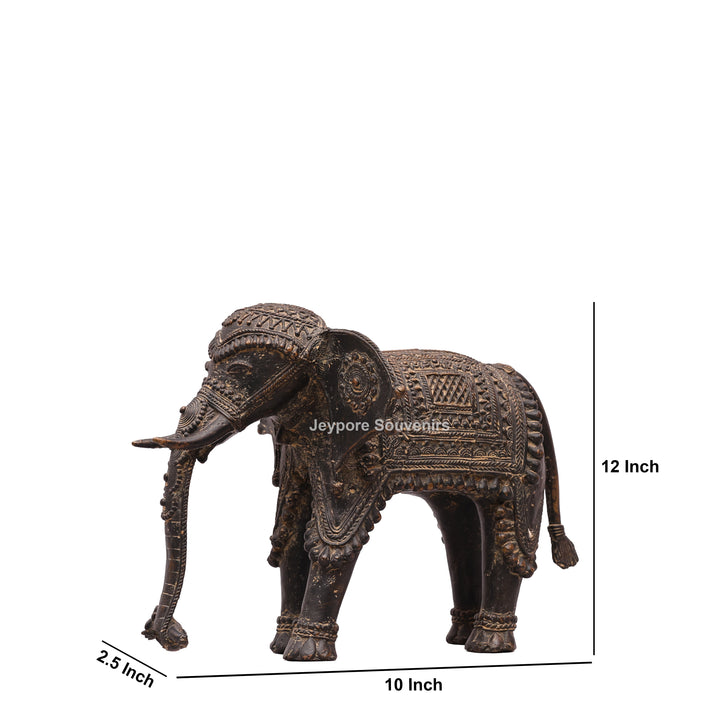 Handcrafted Dhokra Brass Tribal Elephant Sculpture