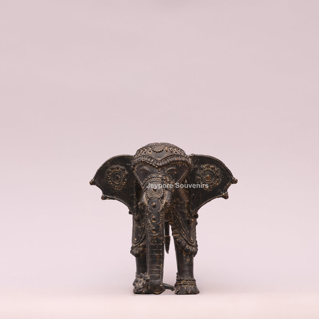 Handcrafted Dhokra Brass Tribal Elephant Sculpture