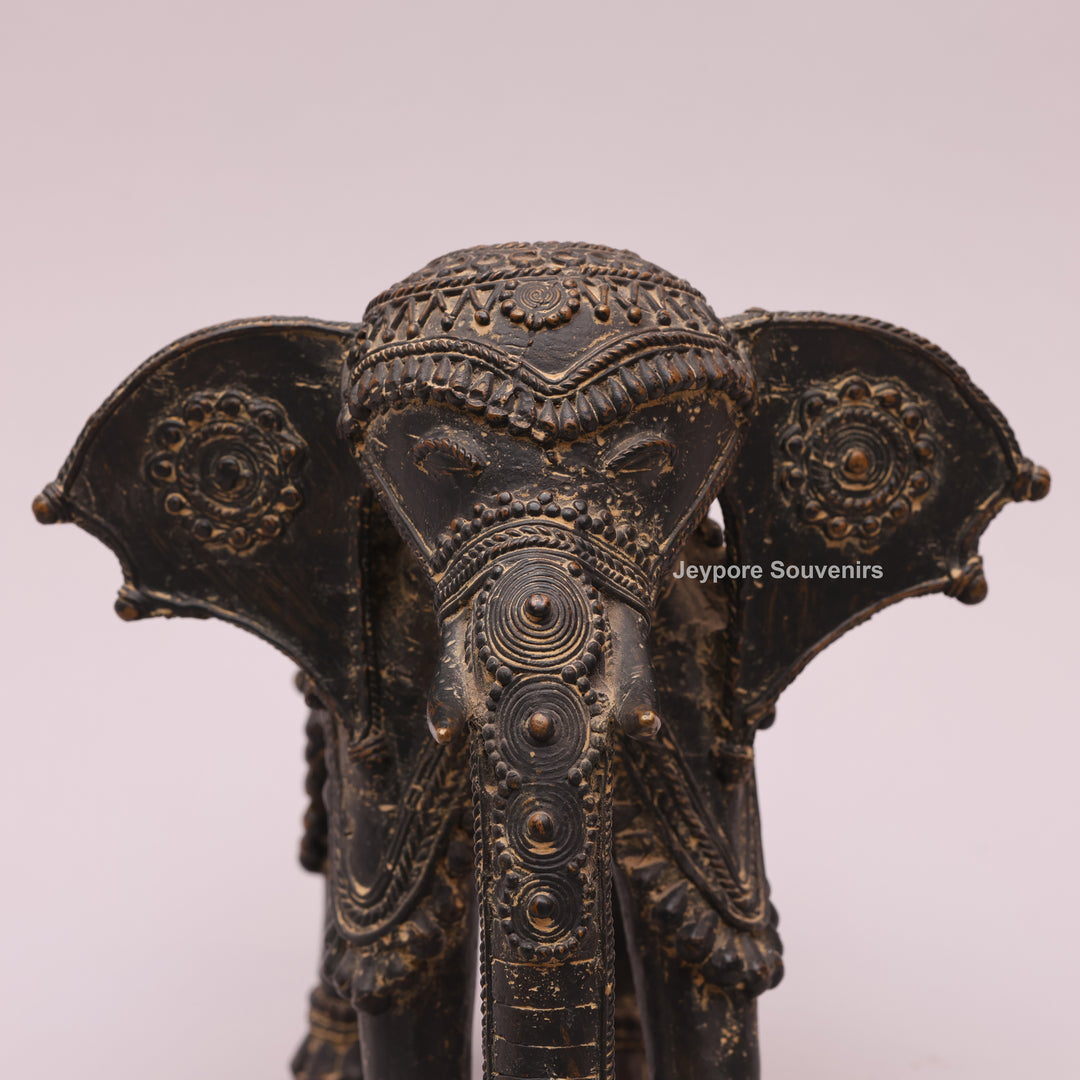 Handcrafted Dhokra Brass Tribal Elephant Sculpture
