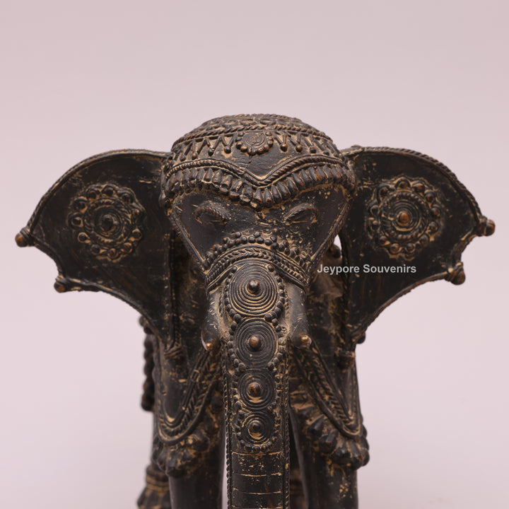 Handcrafted Dhokra Brass Tribal Elephant Sculpture