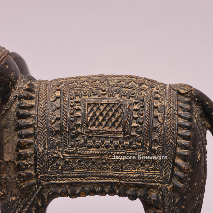 Handcrafted Dhokra Brass Tribal Elephant Sculpture