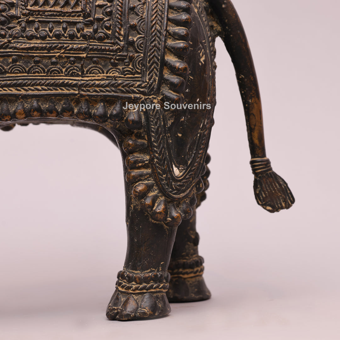Handcrafted Dhokra Brass Tribal Elephant Sculpture