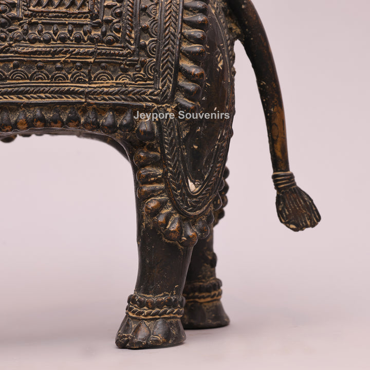 Handcrafted Dhokra Brass Tribal Elephant Sculpture