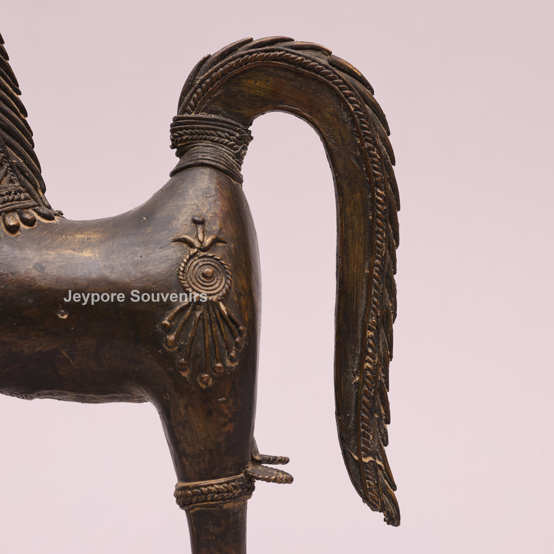 Antique Brass Dhokra Horse Sculpture – Handcrafted Indian Tribal Art