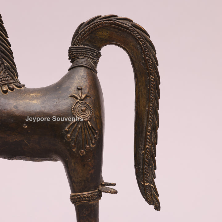 Antique Brass Dhokra Horse Sculpture – Handcrafted Indian Tribal Art