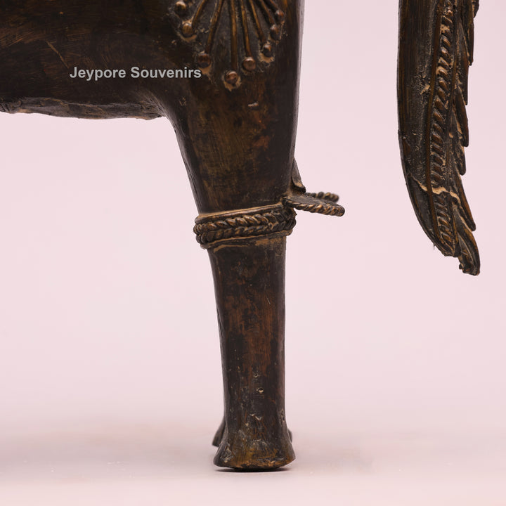 Antique Brass Dhokra Horse Sculpture – Handcrafted Indian Tribal Art