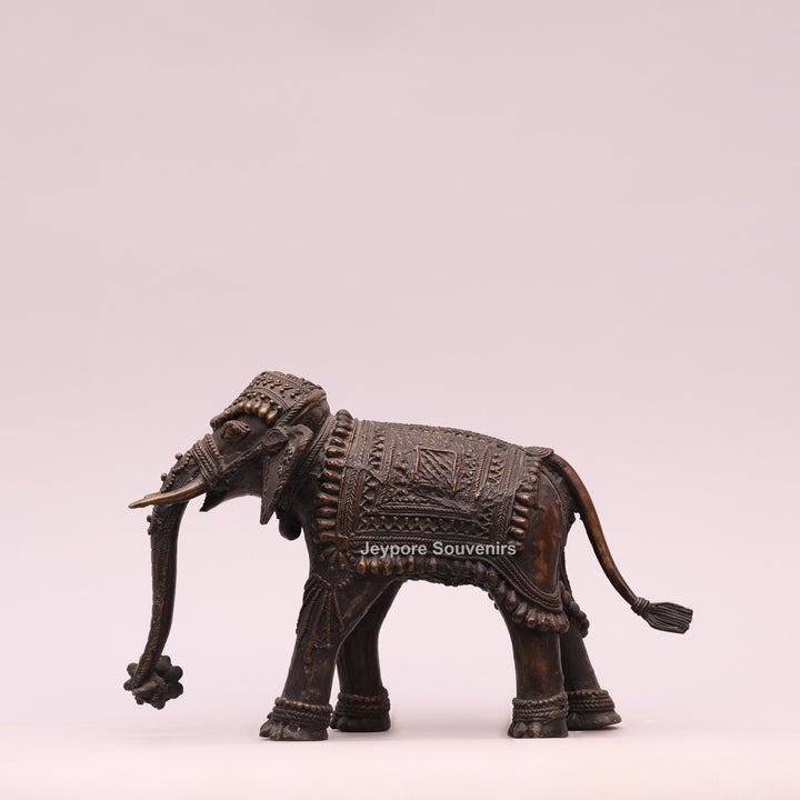 Handcrafted Antique Brass Dhokra Tribal Metal Elephant Statue