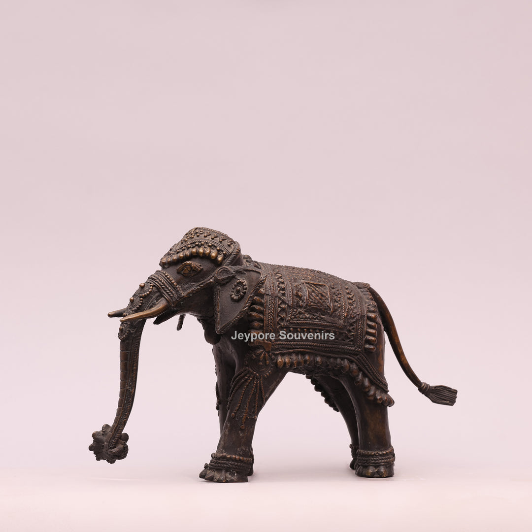 Handcrafted Antique Brass Dhokra Tribal Metal Elephant Statue