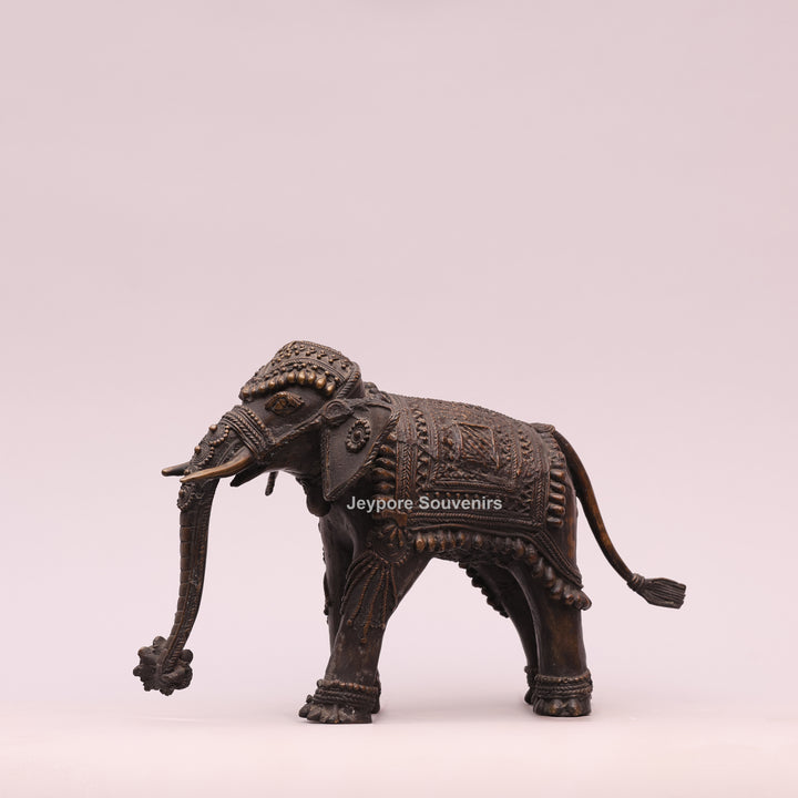 Handcrafted Antique Brass Dhokra Tribal Metal Elephant Statue