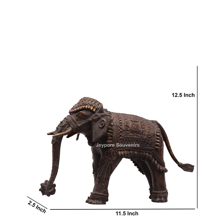Handcrafted Antique Brass Dhokra Tribal Metal Elephant Statue