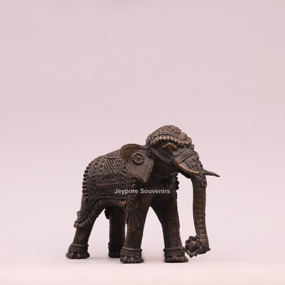 Handcrafted Antique Brass Dhokra Tribal Metal Elephant Statue