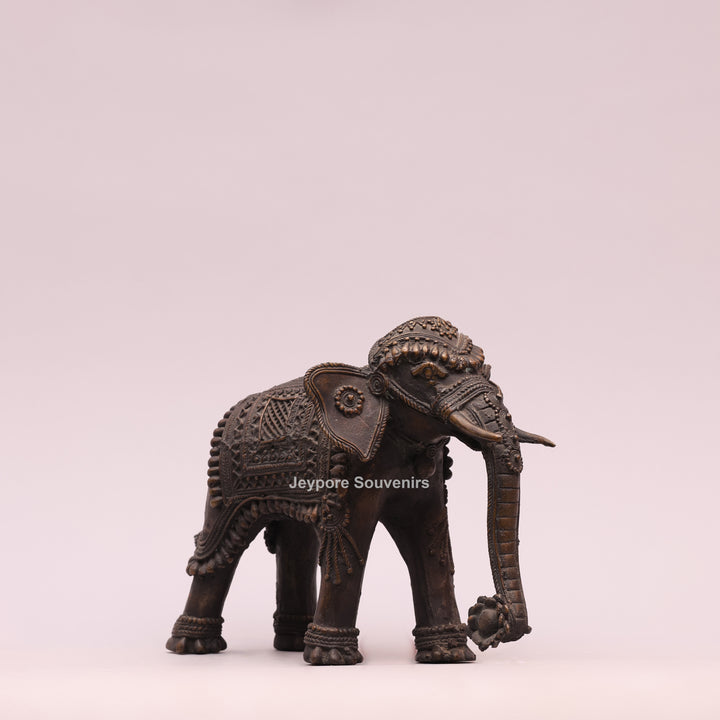 Handcrafted Antique Brass Dhokra Tribal Metal Elephant Statue