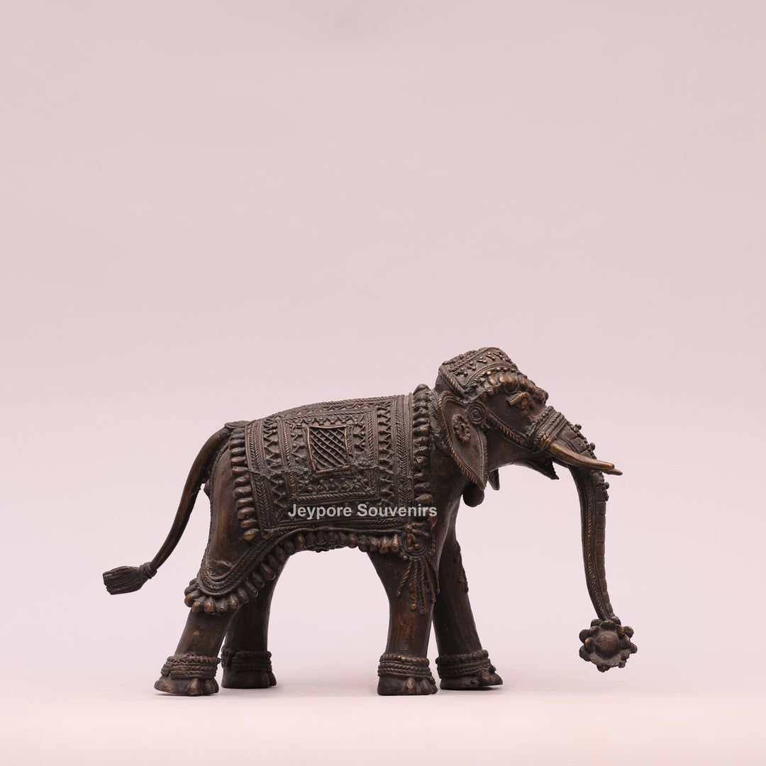 Handcrafted Antique Brass Dhokra Tribal Metal Elephant Statue