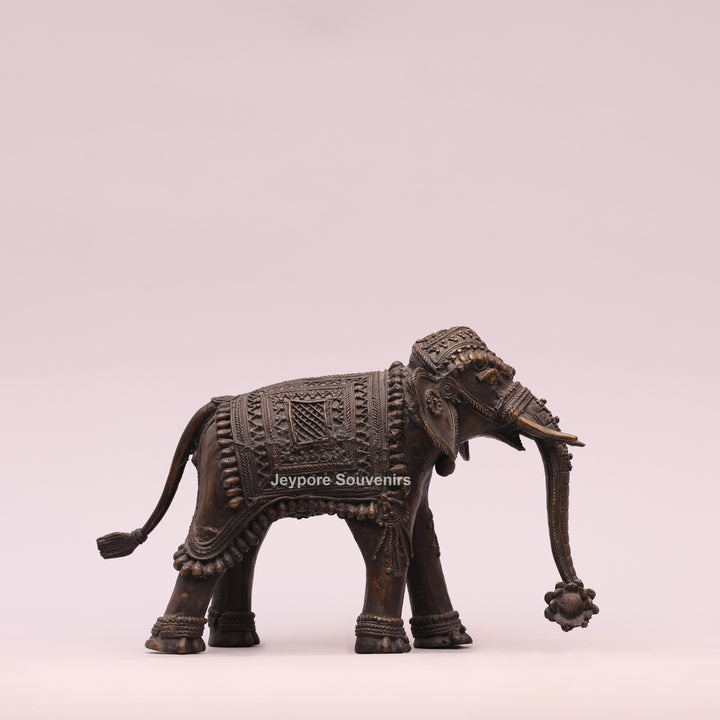 Handcrafted Antique Brass Dhokra Tribal Metal Elephant Statue
