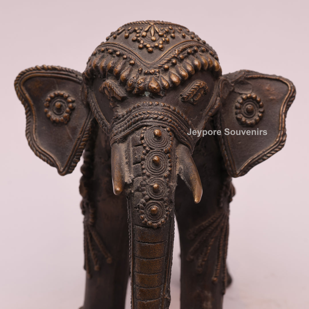 Handcrafted Antique Brass Dhokra Tribal Metal Elephant Statue
