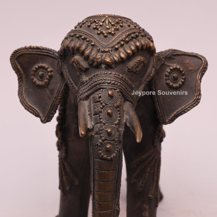 Handcrafted Antique Brass Dhokra Tribal Metal Elephant Statue